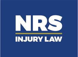 Blue NRS Injury Law logo with white text and yellow underline.