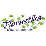 Logo mit Schriftzug "Florustika" und Efeu; Text: "Blüte, Blatt und mehr".