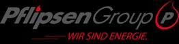 „Pflipsen Group“ Logo mit Schriftzug „WIR SIND ENERGIE“ auf schwarzem Hintergrund.