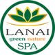 Logo von Lanai Green Nature Spa mit einem stilisierten grünen und goldenen Blattmotiv.