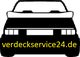 Silhouette eines Autos, darunter "verdeckservice24.de" in gelber Schrift.
