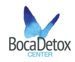 Boca Detox Center logo with a blue watercolor butterfly design.