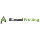 Logo van Allround Printing met groene en zwarte tekst en een gestileerde letter "A".
