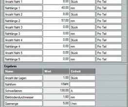 Octoflex ERP Richtwerttabelle für Richtwert-Tabellen-Kalkulation