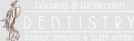 Logo for Douglas & Wolfenden Dentistry, featuring a stylized bird and text about dental services.