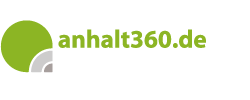 Grünes Logo mit Text "anhalt360.de" und einem grauen und grünen Kreis links daneben.