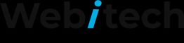 Logo de Webitech avec le "i" en bleu, lettres noires sur fond transparent.