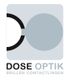 Logo von Dose Optik mit Symbolen für Brillen und Kontaktlinsen in Grau und Schwarz.