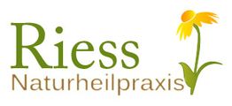 Logo der "Riess Naturheilpraxis" mit einer gelben Blume neben dem Text.