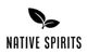 Twee bladeren boven de tekst "Native Spirits" in zwarte letters.
