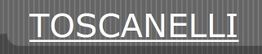 Text "TOSCANELLI" auf grauem, gestreiftem Hintergrund.