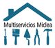 Logo de "Multiservicios Miclea" con herramientas debajo de un techo estilizado.