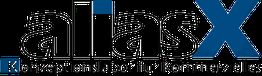 Logo mit Text: "aliasX Konzeplationslabor für Kommerzielles", blau-schwarz.