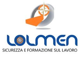 Logo "LOLMEN" con bussola, testo "Sicurezza e Formazione Sul Lavoro" in blu e arancione.