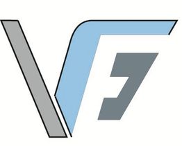 Logo mit Buchstaben "VF" in grauer und blauer Farbe auf weißem Hintergrund.