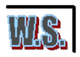 Textlogo "W.S." in großen, grau-blau umrandeten Buchstaben mit schwarzer Ecke oben rechts.