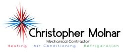 Logo for Christopher Molnar Mechanical Contractor, with colorful starburst design.