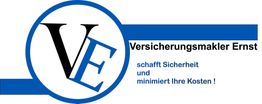 Logo von Versicherungsmakler Ernst: "schafft Sicherheit und minimiert Ihre Kosten".