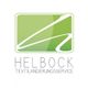Grünes Logo mit weißem Muster, darunter der Text: "HELBOCK TEXTILÄNDERUNGSSERVICE".