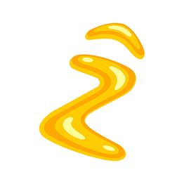 Mancha amarilla en forma de zigzag sobre un fondo blanco.