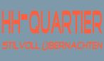 Text: "HH-QUARTIER STILVOLL ÜBERNACHTEN" in roten Buchstaben auf grauem Hintergrund.