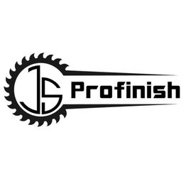 Circular saw blade with "JS Profinish" logo in sleek black design.