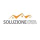 Logo con tre tetti arancioni e testo "Soluzione Casa" in grigio e bianco.