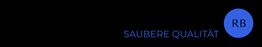 Schwarzer Hintergrund mit blauem Logo "RB" und Text "SAUBERE QUALITÄT".