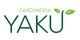 Logotipo de Jardinería Yaku con letras verdes y hoja como parte de la letra "U".