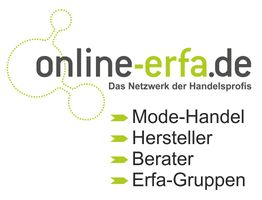 Logo von online-erfa.de mit Slogan und Kategorien: Mode-Handel, Hersteller, Berater, Erfa-Gruppen.