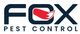 Logo of Fox Pest Control with stylized red fox tail in the letter O.