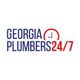 Logo with text "Georgia Plumbers 24/7" and a clock symbol representing 24-hour service.