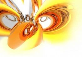 Abstrakte, gelb-orange und weiße, geschwungene Formen vor weißem Hintergrund.