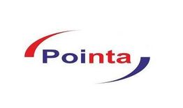 Logo mit dem Text "Pointa" in blauer und roter Schrift, umgeben von geschwungenen Linien.