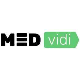 Logo with "MED" in bold black and "vidi" on a green rounded rectangle.