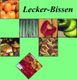 Kürbisse, Spargel, Paprika und Nudeln auf grünem Hintergrund mit Text "Lecker-Bissen".