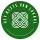 Groen logo met witte tekst "Het Beste van Lokaal" en een abstract, wit symbool in het midden.