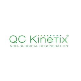 Logo of QC Kinetix with text "Non-Surgical Regeneration" in green letters.