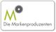 Logo mit grünem "M", grauem Zahnrad und Text "Die Markenproduzenten" in einem weißen Rechteck.