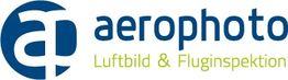 Logo von "aerophoto" mit Text: "Luftbild & Fluginspektion" in Blau und Grün.