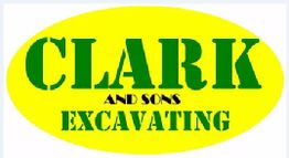 Yellow oval logo with green text "Clark and Sons Excavating."
