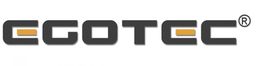 Schwarz-grau-oranges EGOTEC-Logo mit stilisierten Buchstaben und einem eingetragenen Markensymbol.