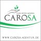 Logo der Carosa-Agentur, mit grünen Blättern und Handmotiv. Webseite: www.carosa-agentur.de