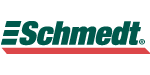 Logo mit grünem Schriftzug "Schmedt", rote Unterstreichung.