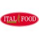 Rotes Logo „ITAL FOOD“ mit einem Weizenähren-Symbol in der Mitte.