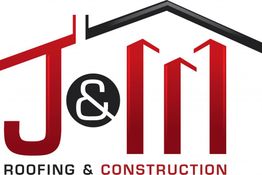 Logo with "J&M Roofing & Construction" in bold red and black with a roof shape above.