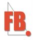 Rotes "FB" vor dreieckigem Hintergrund und einem roten Punkt unten rechts.