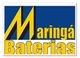 Logo da Maringá Baterias com fundo azul e texto amarelo destacado.
