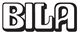 Bold bubble letters spelling "BILA" in black and white.
