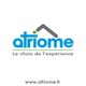 Logo AtrioMe avec un toit stylisé, slogan "Le choix de l'expérience", site web au bas.